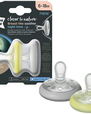 Tommee Tippee Closer To Nature Night Time Soother, Pack of 2 (0-6 months)